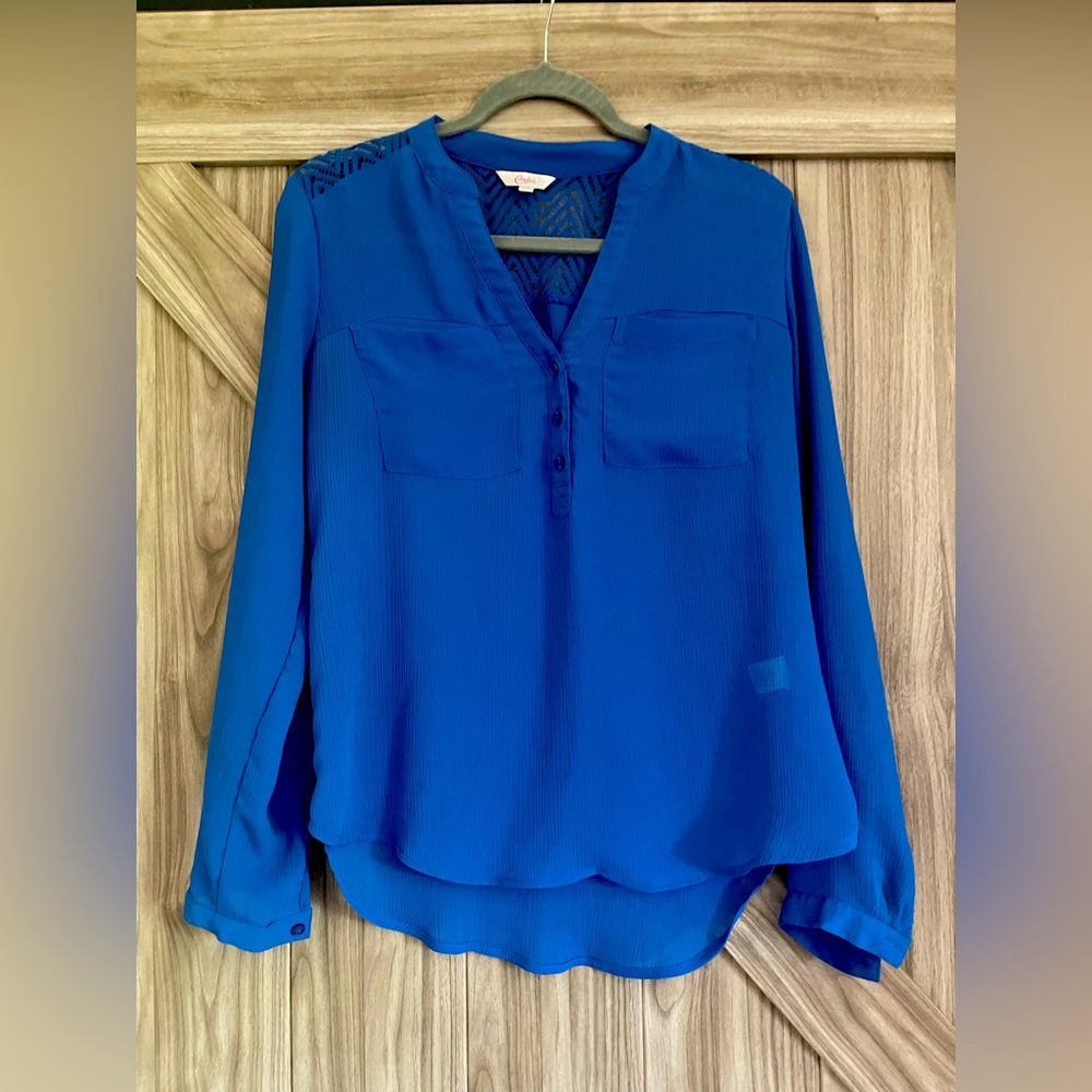 Blue long sleeved blouse